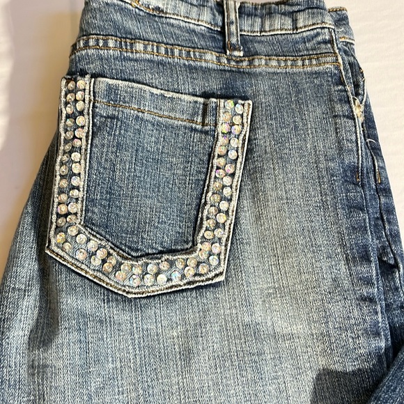 B 52 SIZE 10 blue jeans Rhinestone pockets Stretch straight boot - Picture 5 of 14